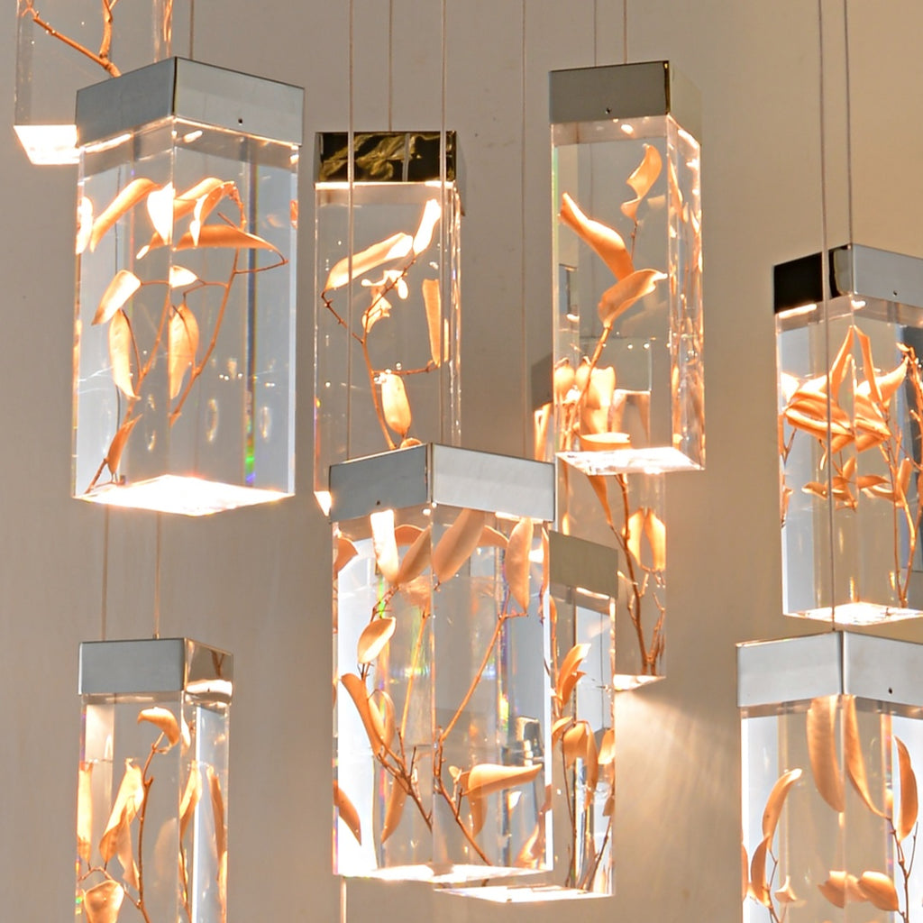 Rainfall Square Cluster Glass Chandelier – Customizable Pendant Lighting
