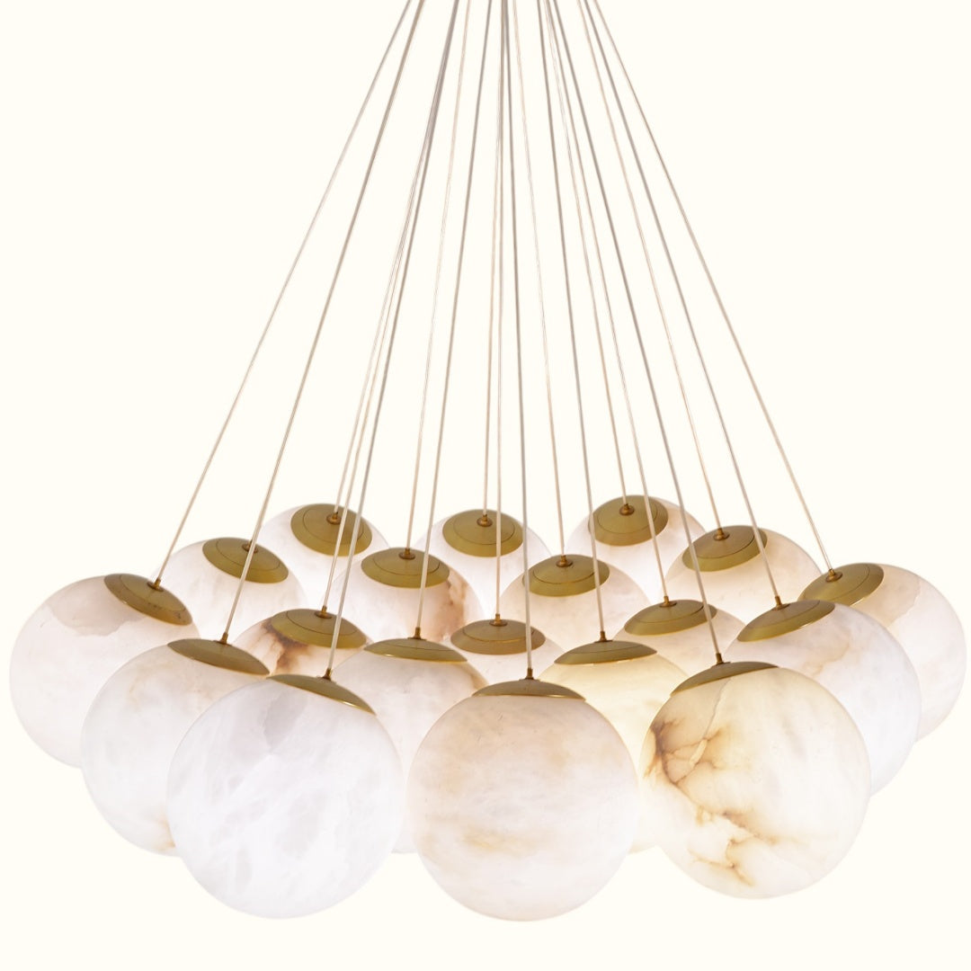 Timeless Alabaster & Brass Bubble Chandelier