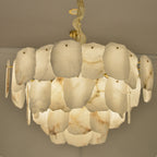 Modern Alabaster & Brass Chandelier – Sculptural Elegance for Any Room