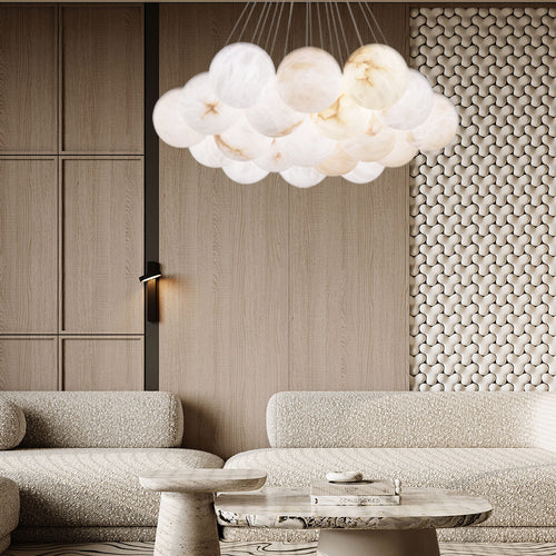 Timeless Alabaster & Brass Bubble Chandelier