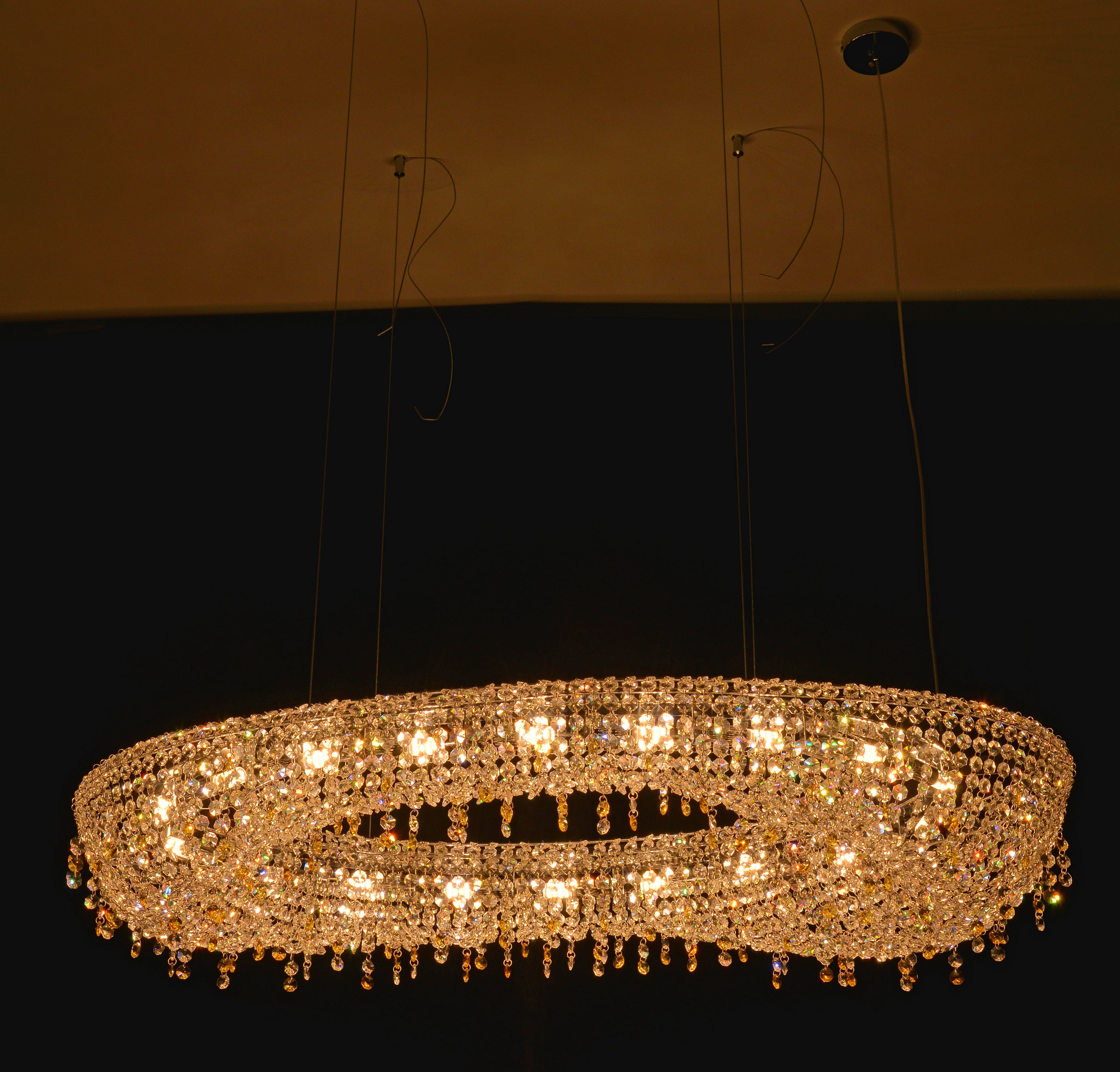 Sleek Modern Oval K9 Crystal LED Chandelier