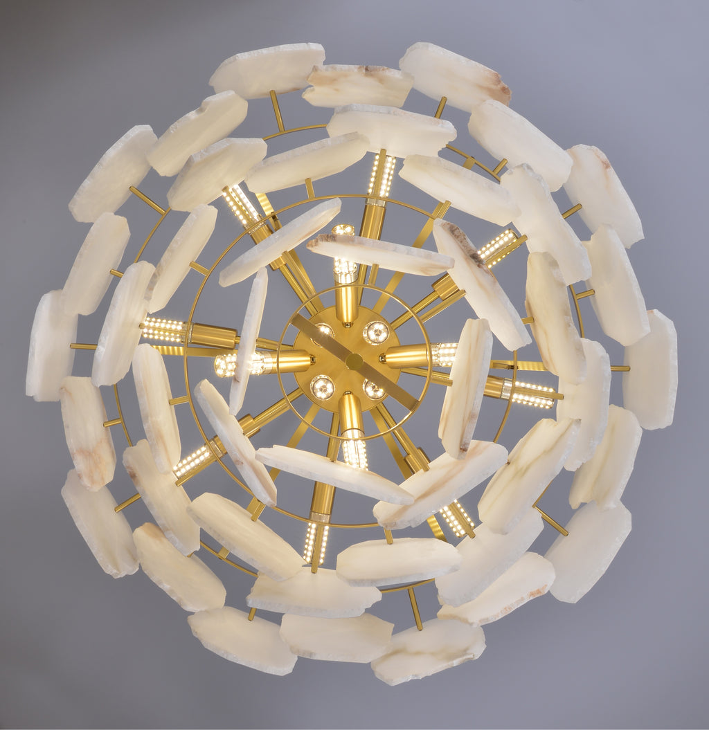 Modern Alabaster & Brass Chandelier – Sculptural Elegance for Any Room