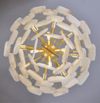Modern Alabaster & Brass Chandelier – Sculptural Elegance for Any Room