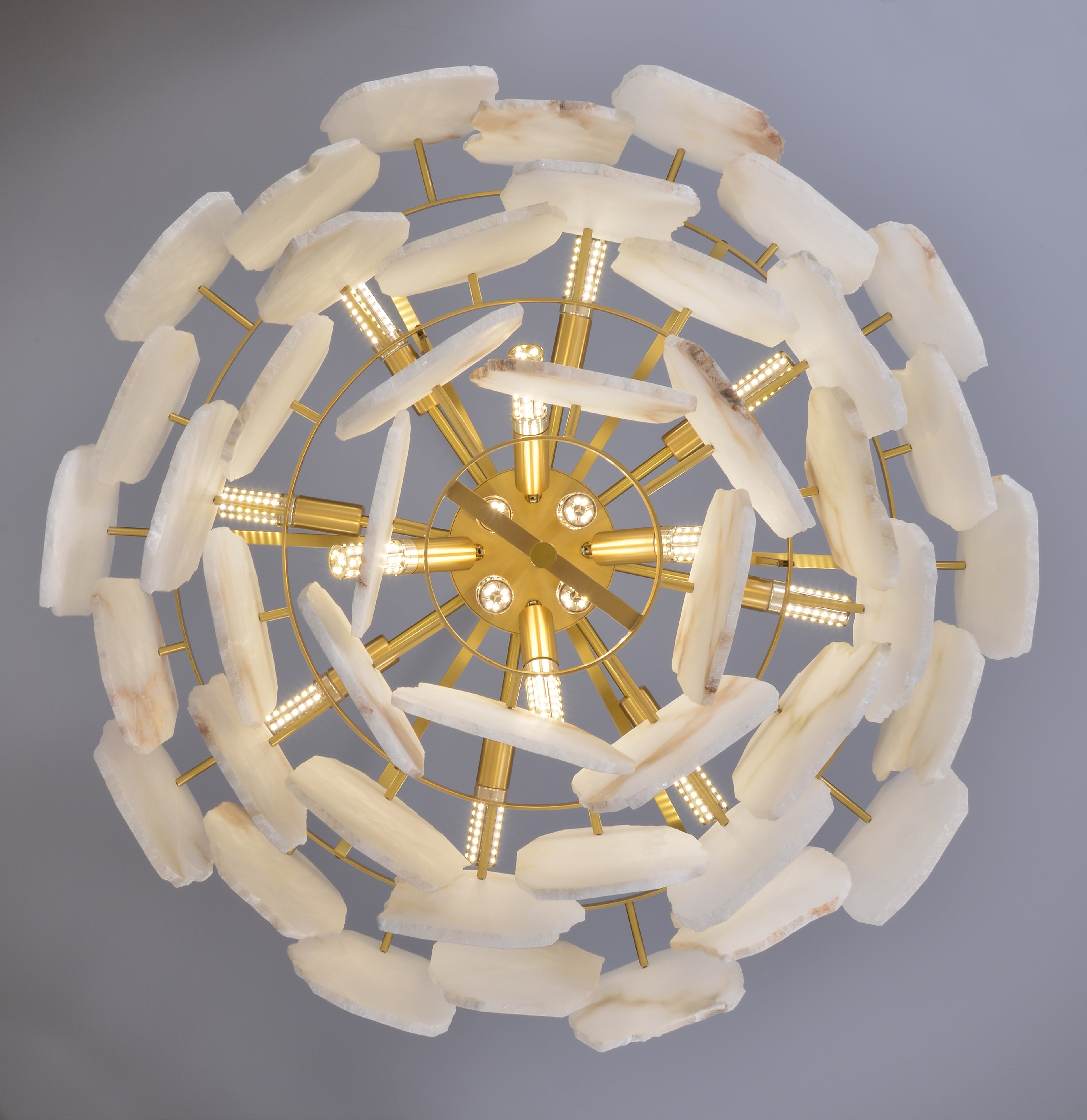 Modern Alabaster & Brass Chandelier – Sculptural Elegance for Any Room