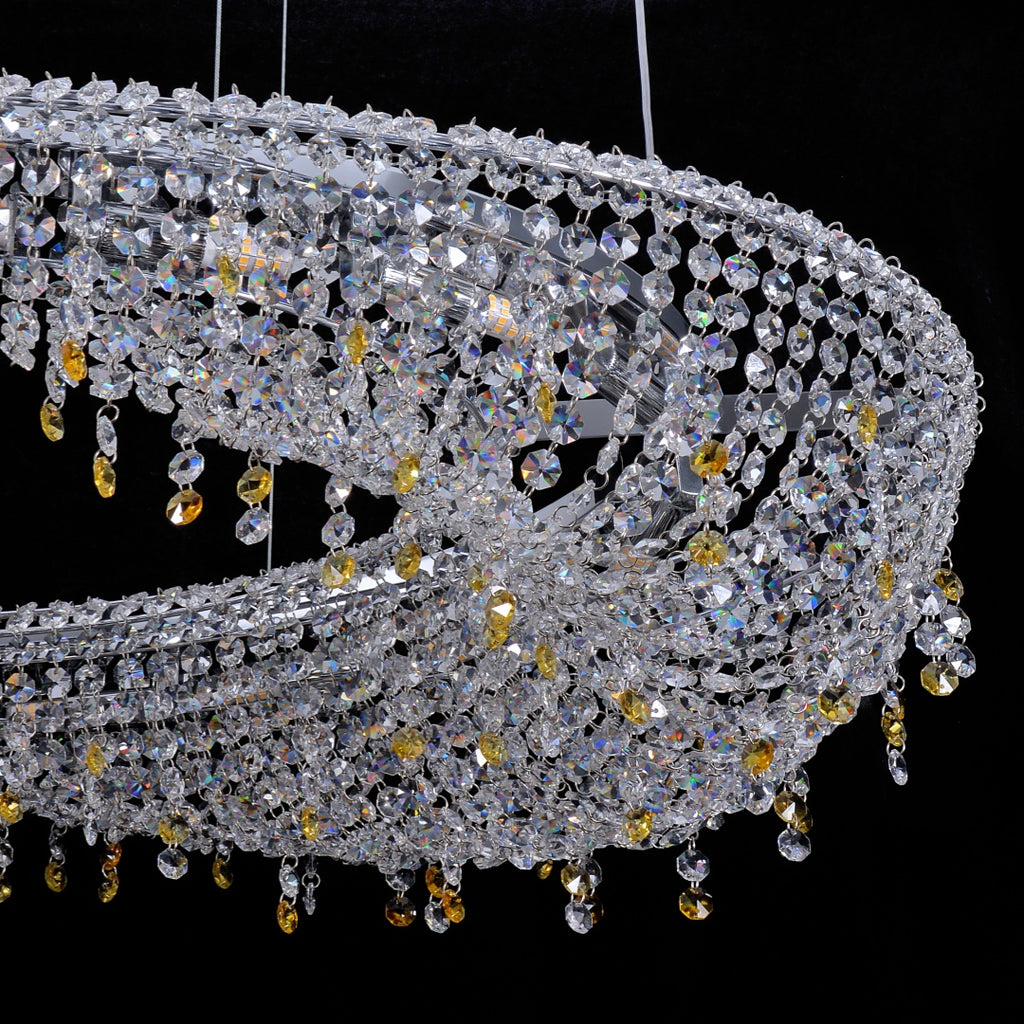 Sleek Modern Oval K9 Crystal LED Chandelier