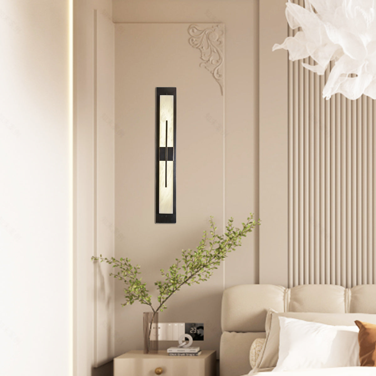 Sleek Black Alabaster Rectangular Wall Sconce – A Modern Touch for Contemporary Spaces