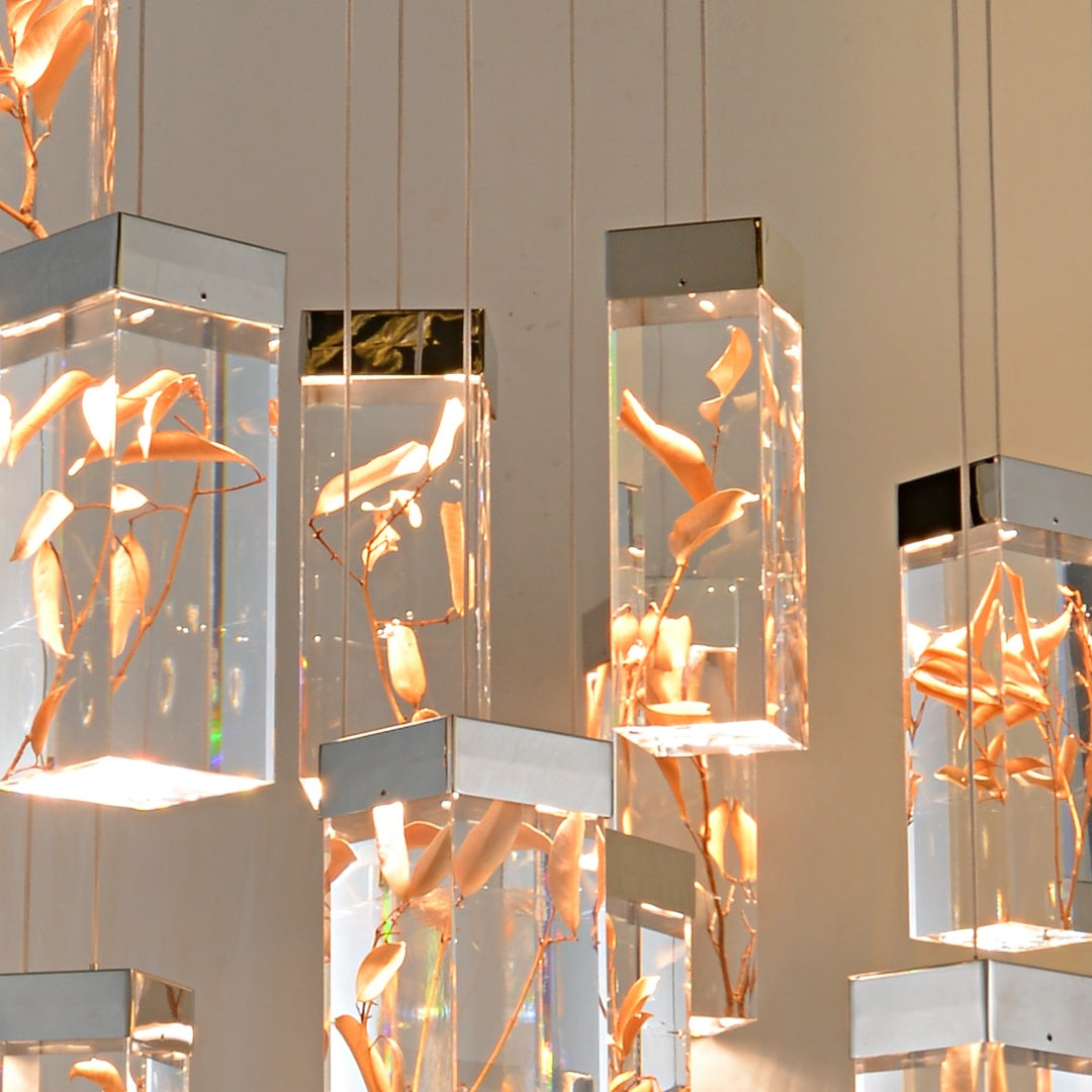 Rainfall Square Cluster Glass Chandelier – Customizable Pendant Lighting