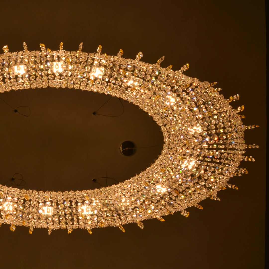 Sleek Modern Oval K9 Crystal LED Chandelier
