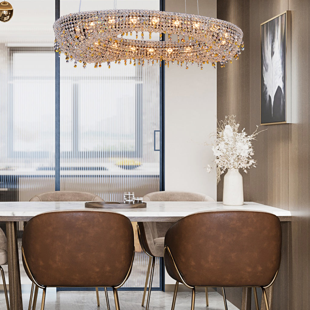Sleek Modern Oval K9 Crystal LED Chandelier